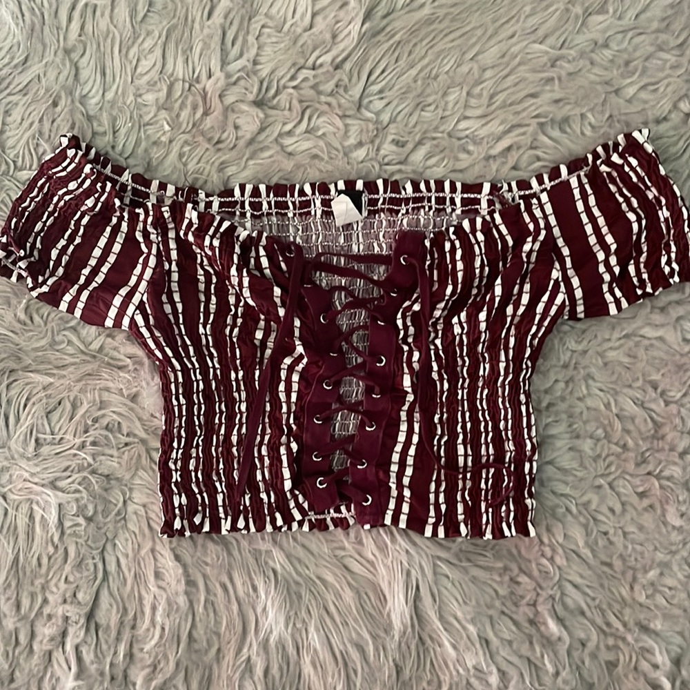 Maroon white striped shirt Windsor
